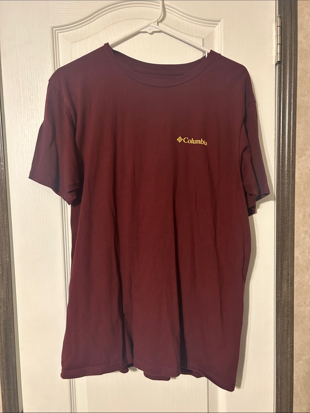 Columbia Men's Burgundy Short-Sleeve Tee with Yellow Logo